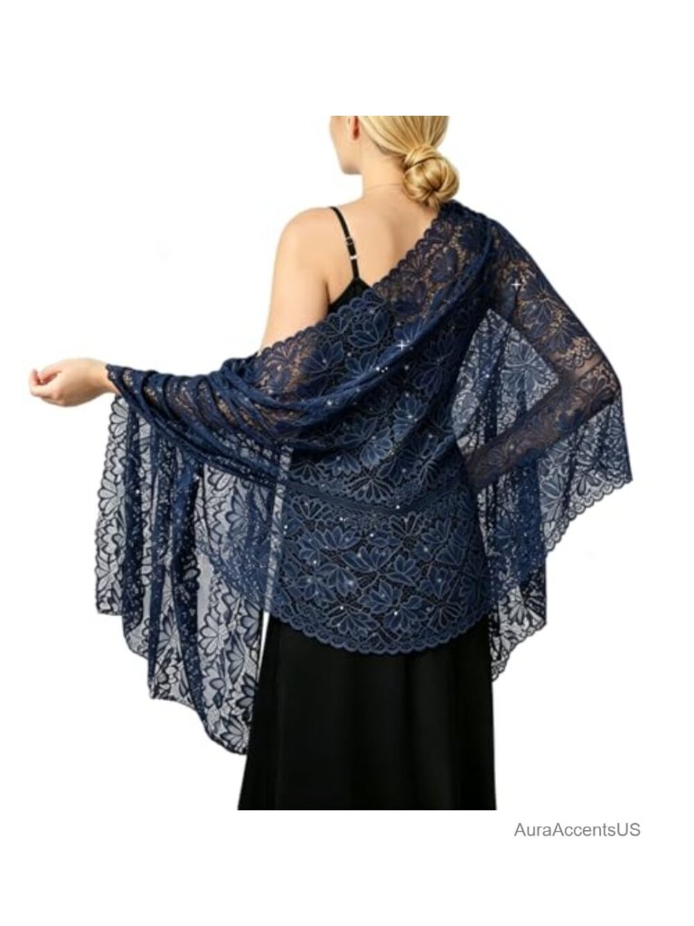 Lace Rhinestone Wrap Shawl Wedding Bridal Cape for Women
